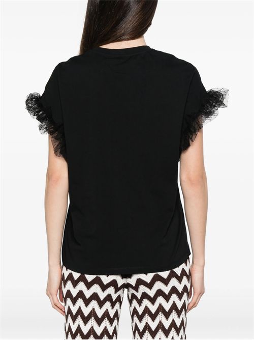 T-shirt in cotone con maniche in tulle. TWINSET | TP204A/00006